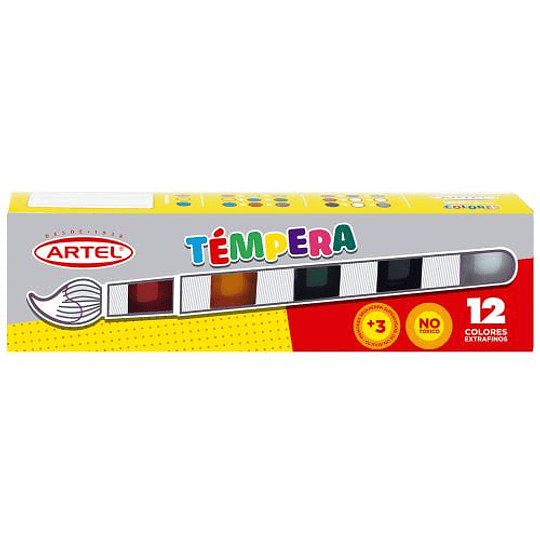 SET TEMPERA 12 COLORES ARTEL