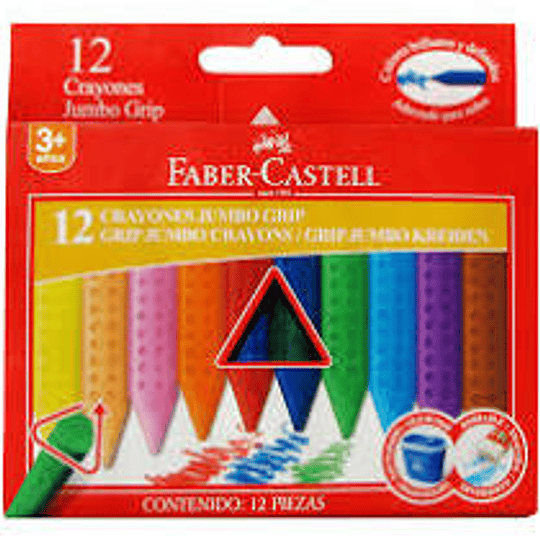 LÁPICES DE CERA TAMAÑO JUMBO TRIANGULAR 12 COLORES