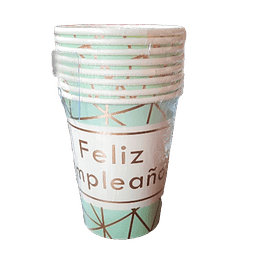 VASO CARTÓN LÍNEAS DORADAS 7*8.5CM (8 UDS)