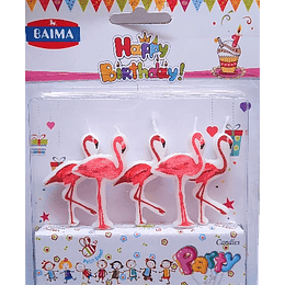 SET VELAS FLAMENCOS ROSADOS (5 UDS)