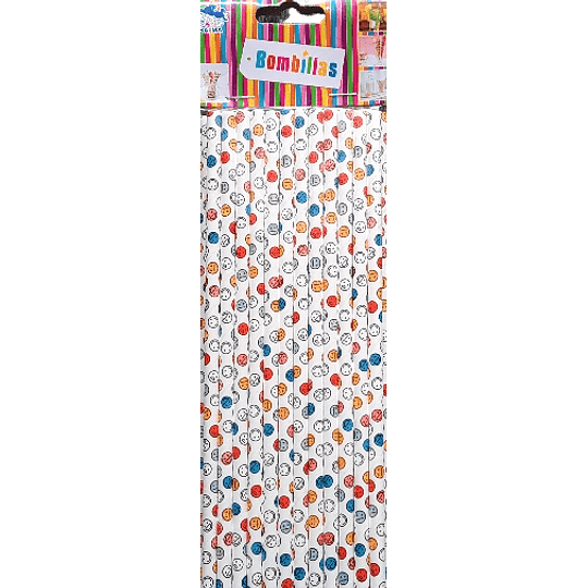 BOMBILLA DE PAPEL DISEÑO EMOJI (25 UDS)