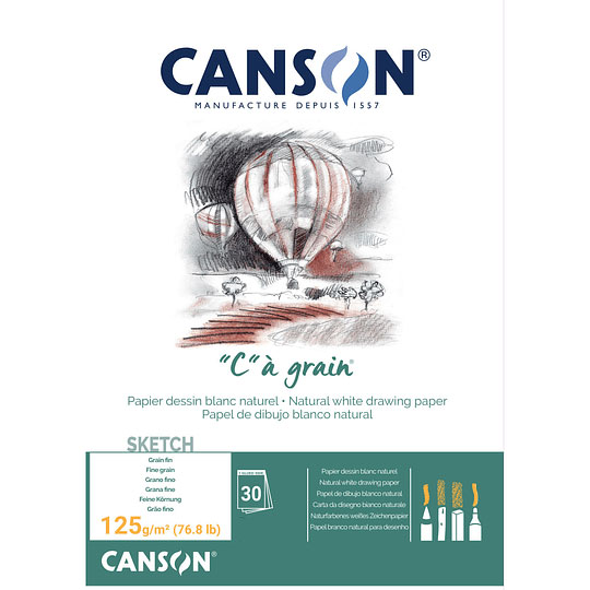 Canson C a Grain - Croquera Sketch 30 Hojas, 125 g/m2
