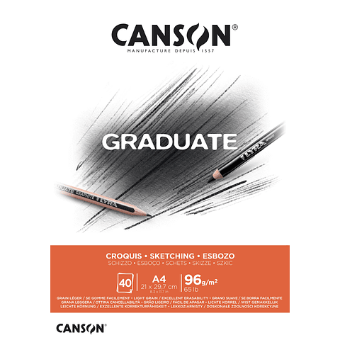Block Dibujo Canson Graduate Esbozo 96gr 40 Hojas - A3