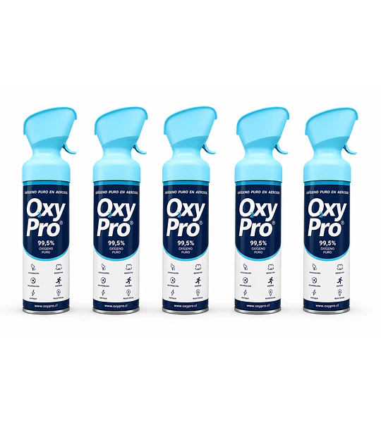 Pack 5 und. Oxígeno 99,5% Portátil 10L Boquilla Sport