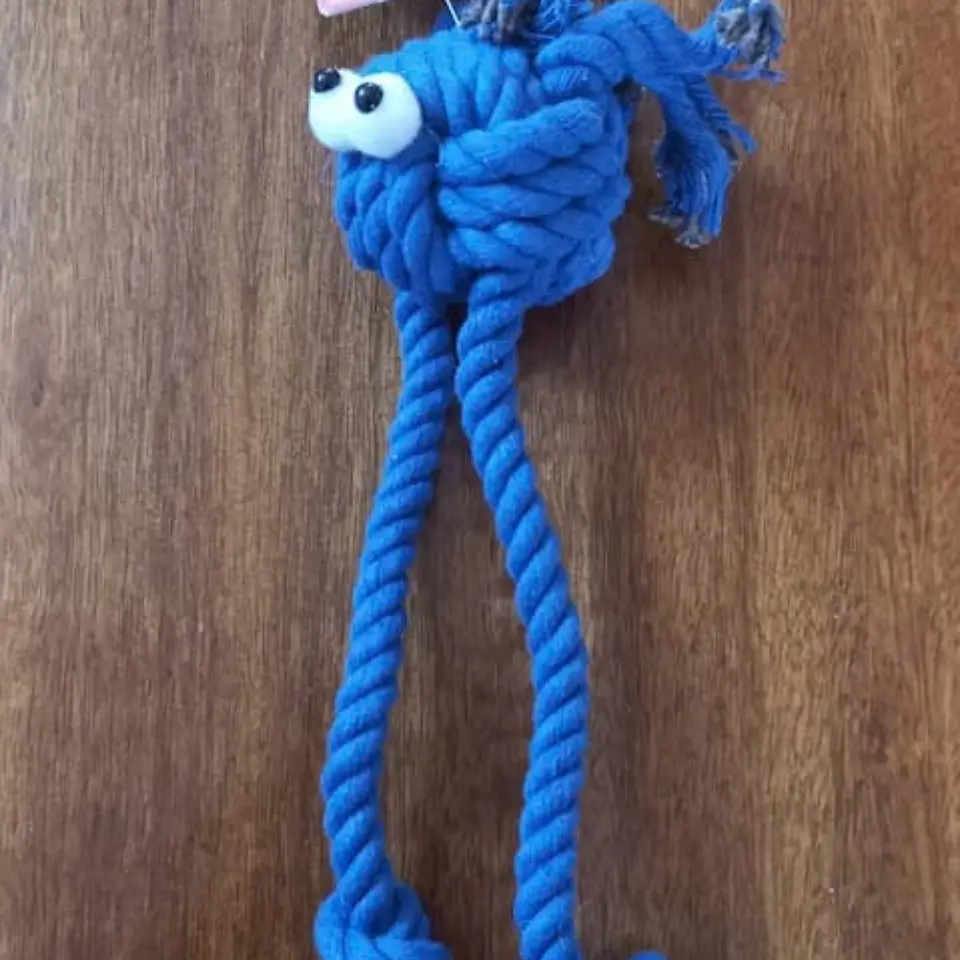 Juguete de Cuerda para Perros – Pelota Azul con Patitas 🐾 1