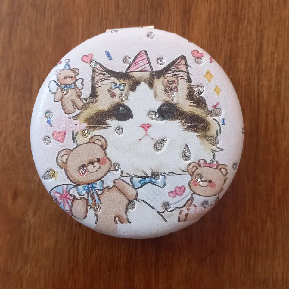 Espejo Compacto Gatito con Ositos – Cat Lovers 🐱🧸 1