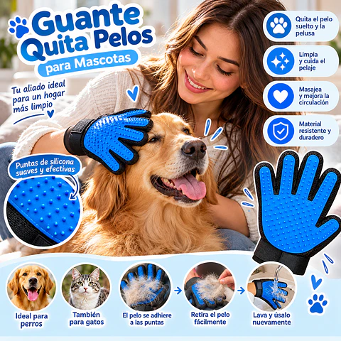 Guante Cepillo para Perros y Gatos – Removedor de Pelo Suelto 🐾