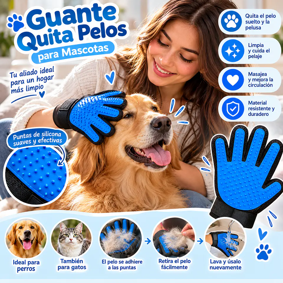 Guante Cepillo para Perros y Gatos – Removedor de Pelo Suelto 🐾 2