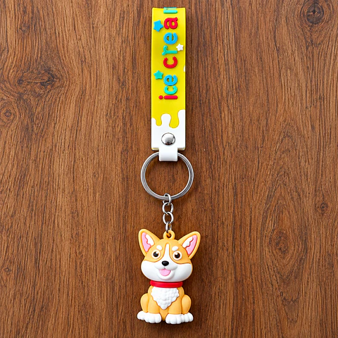 Llavero Perrito Corgi con Correa Decorativa 🐶🔑