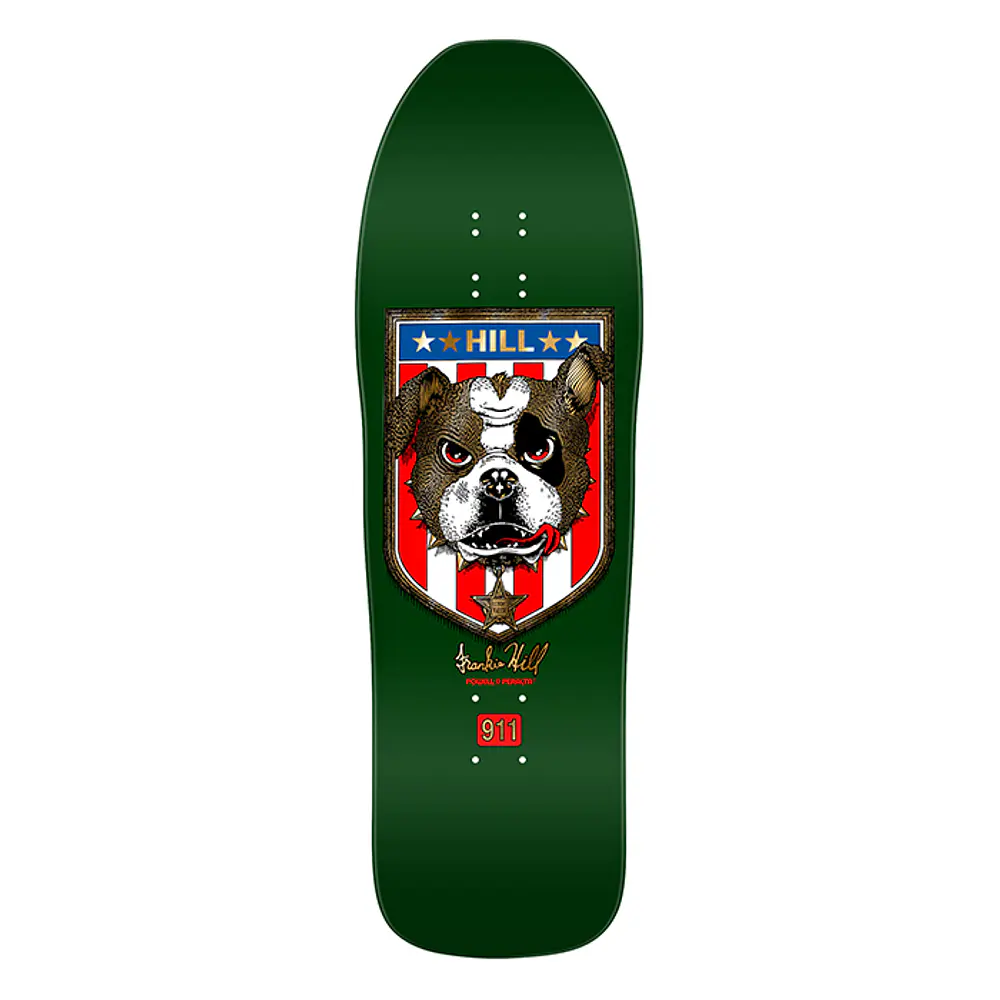 Tabla Powell Peralta - Frankie Hill Bulldog - Green/Gold Foil 9.95" + Lija Blank