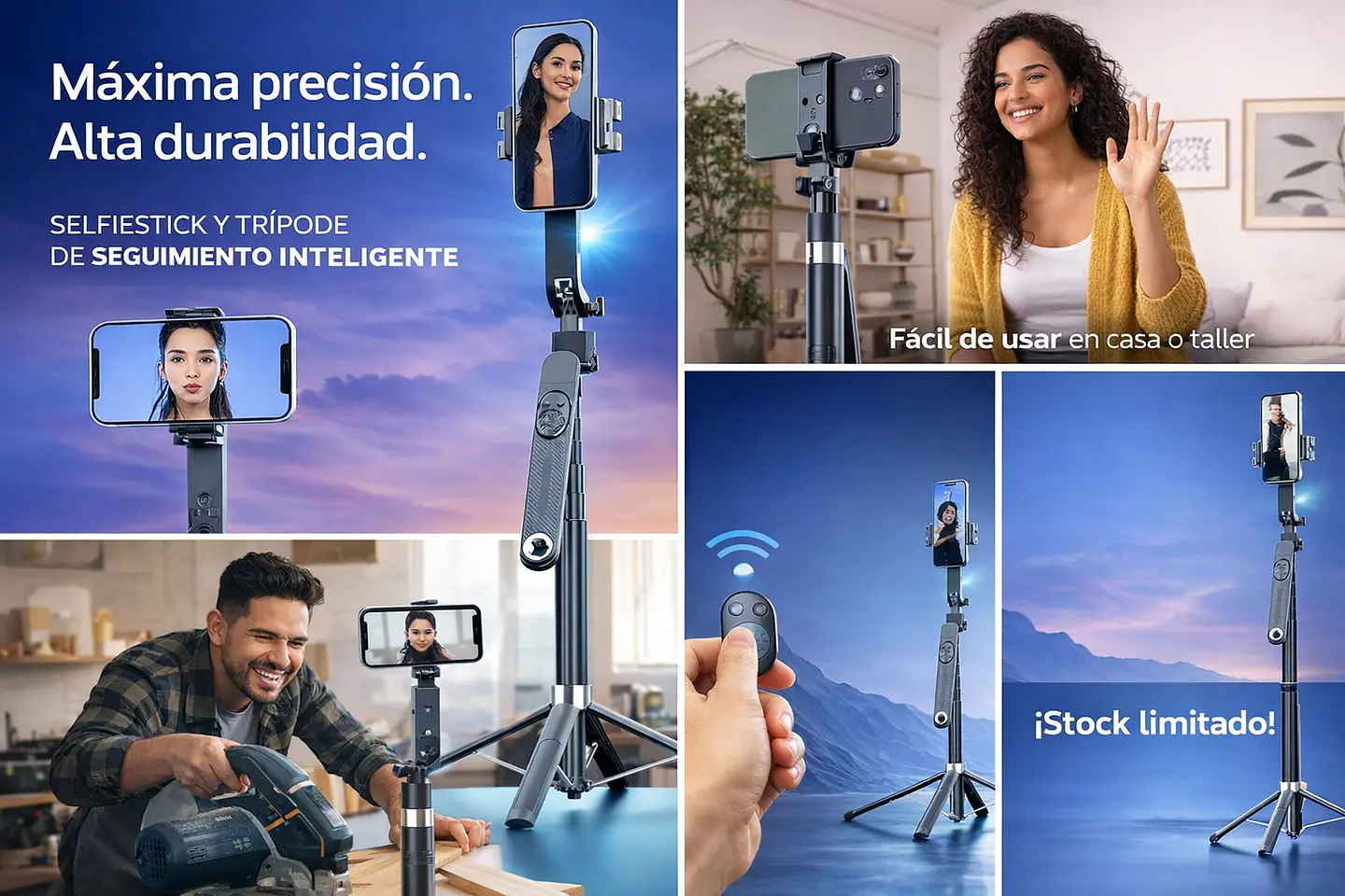 Trípode Inteligente Seguimiento Facial IA 360° TikTok Reels 4