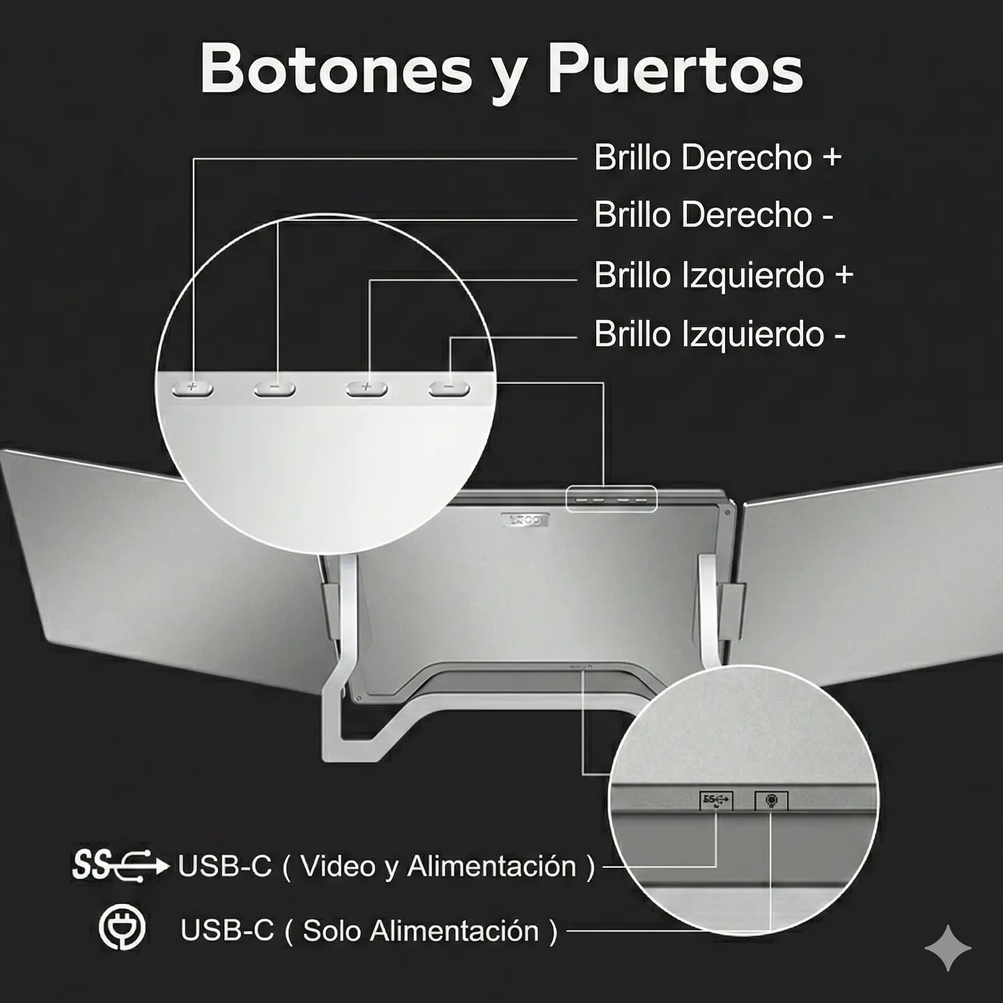 Monitor Portátil Doble Plegable 14'' Full HD Horizontal 5