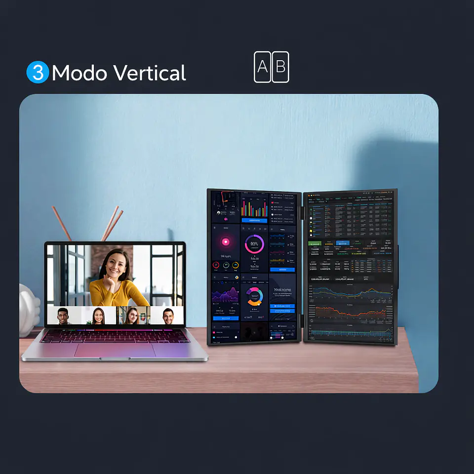 Monitor Portátil Doble Plegable 15.6'' Full HD Vertical 5