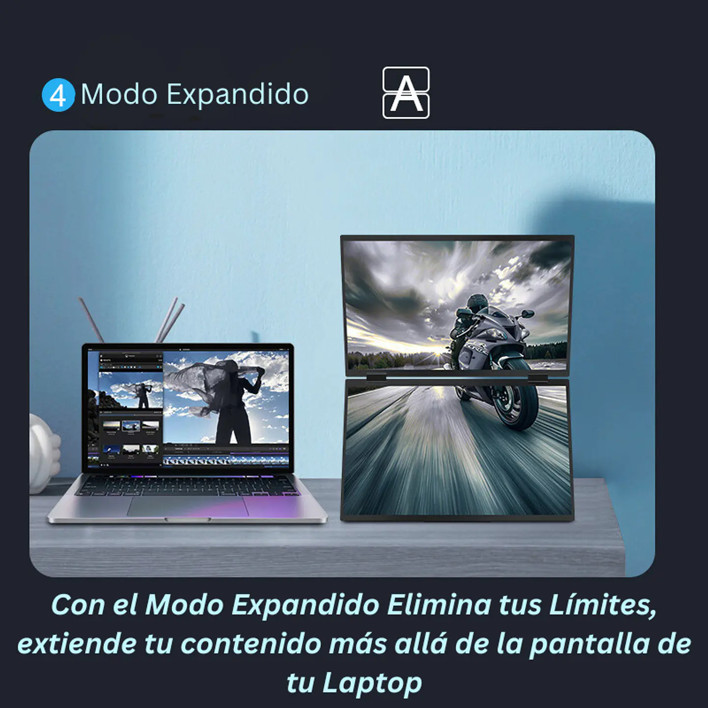 Monitor Portátil Doble Plegable 15.6'' Full HD Vertical 6