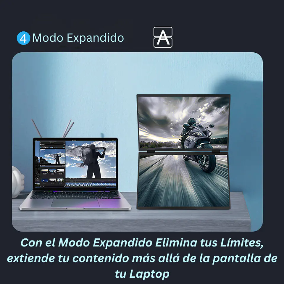 Monitor Portátil Doble Plegable 15.6'' Full HD Vertical 6