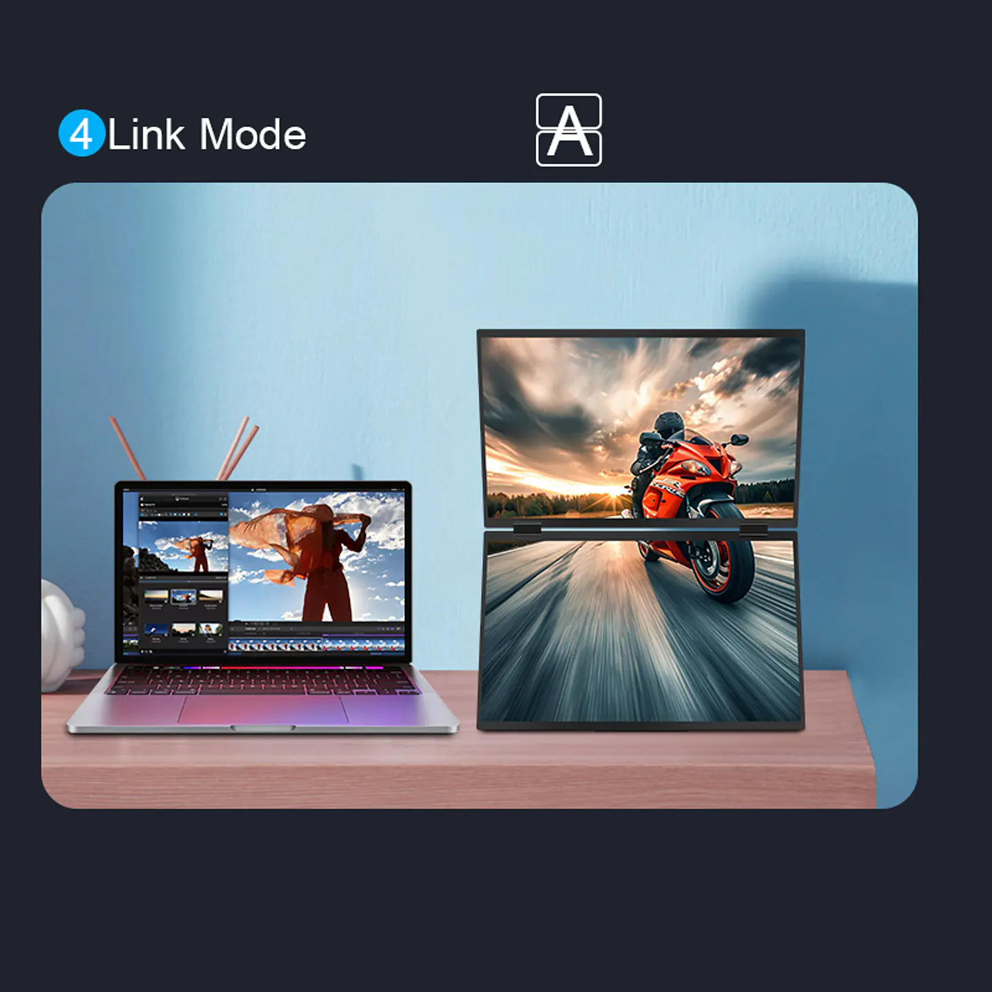 Monitor Portátil Doble Plegable 15.6'' Full HD Vertical 7