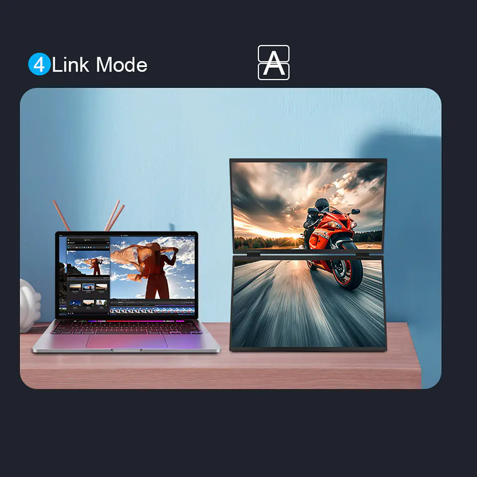 Monitor Portátil Doble Plegable 15.6'' Full HD Vertical 7