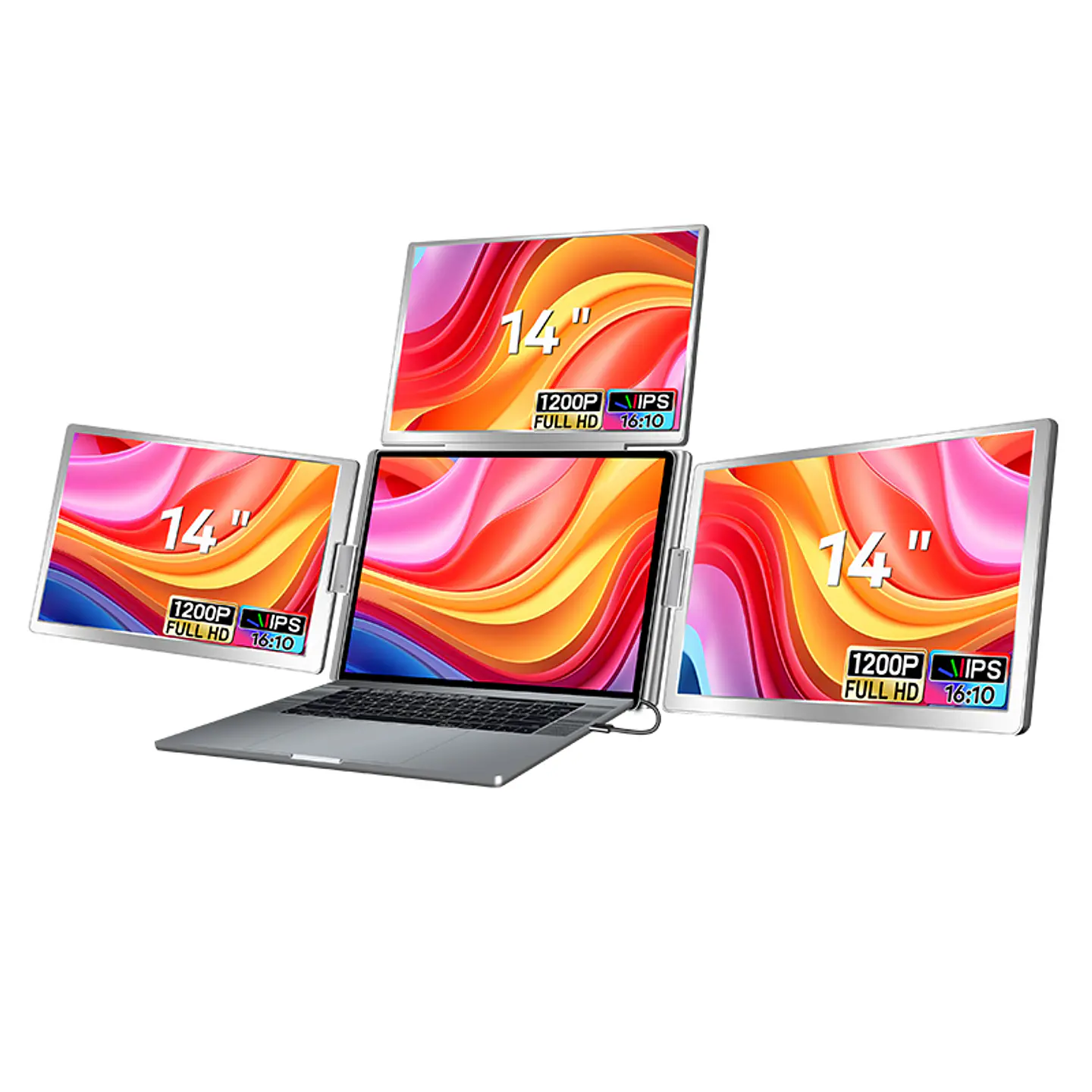 Monitor Portátil Triple Plegable 14'' Full HD 1