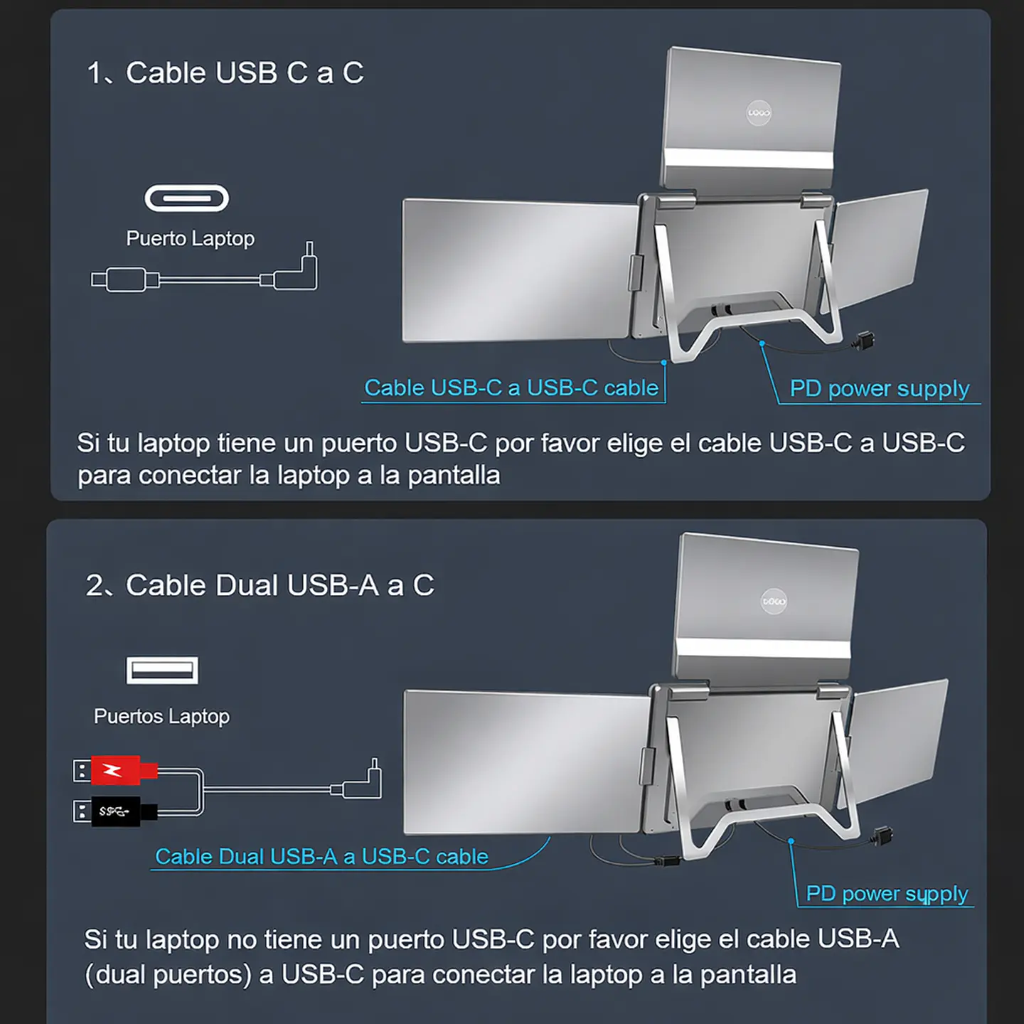 Monitor Portátil Triple Plegable 14'' Full HD 4