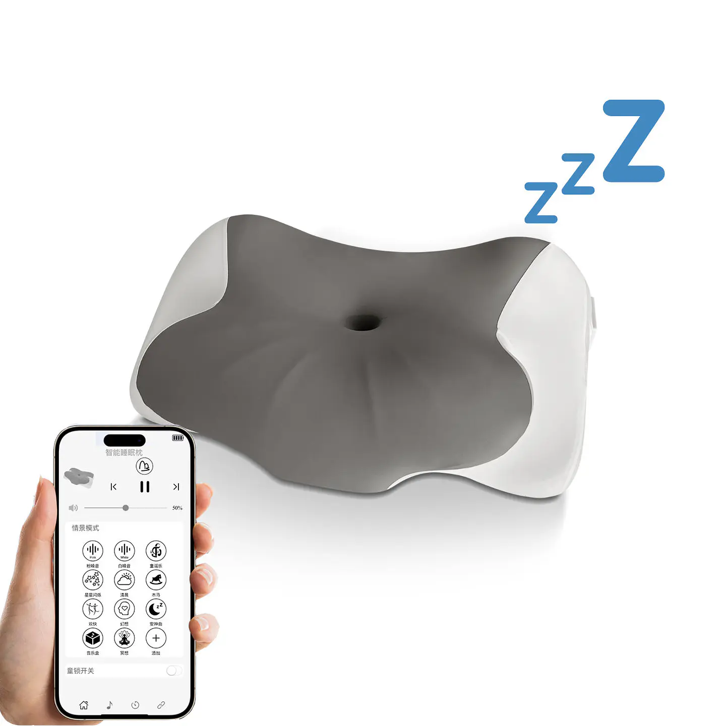 Almohada Viscoelástica con Altavoz Ruido Blanco para Dormir 1