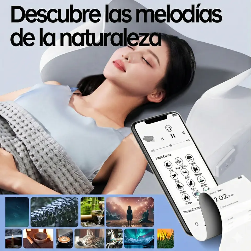 Almohada Viscoelástica con Altavoz Ruido Blanco para Dormir 2