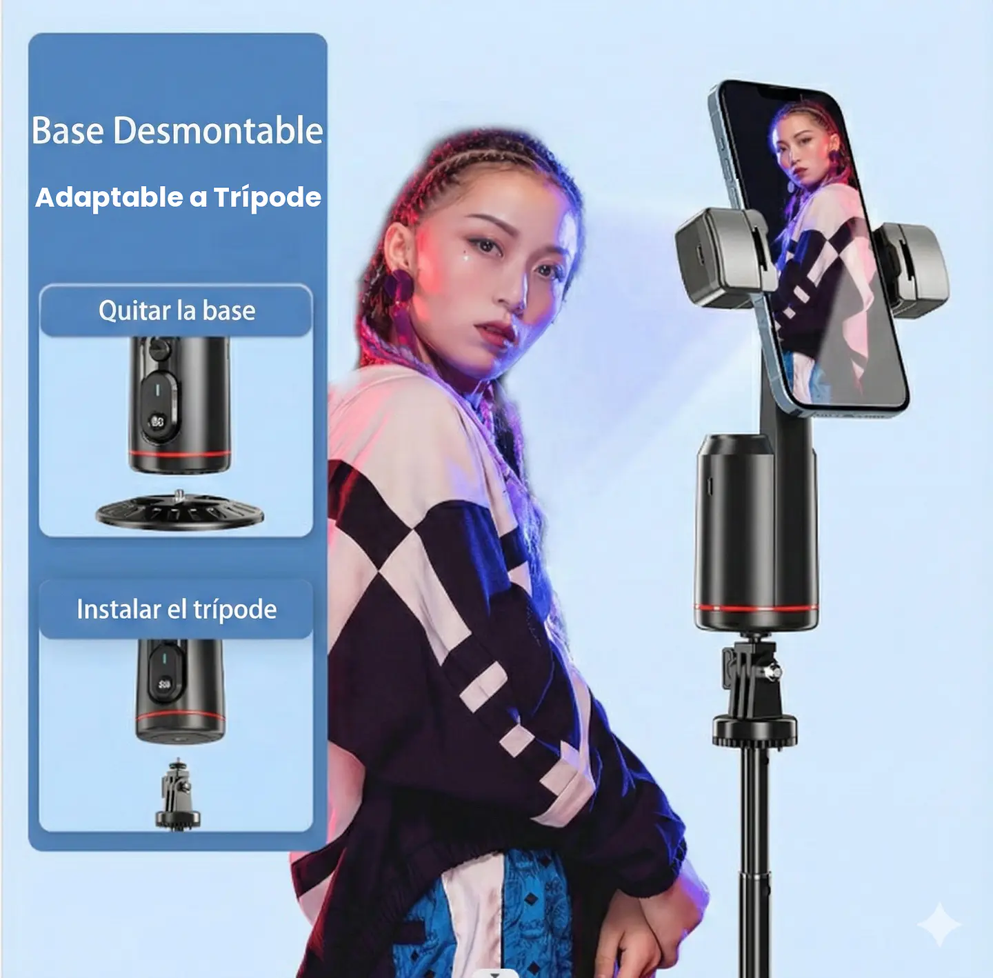 Selfie Stick Estabilizador IA 360° Seguimiento Facial 2