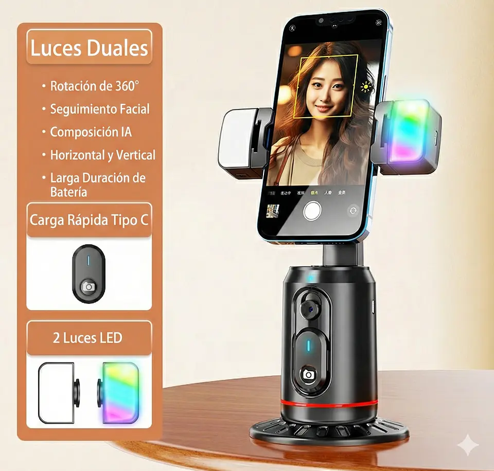 Selfie Stick Estabilizador IA 360° Seguimiento Facial 5