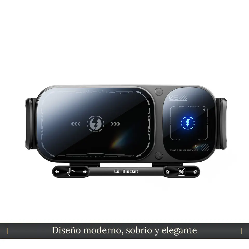 Soporte Celular Auto Cargador Inalámbrico 90° Antivibración 1