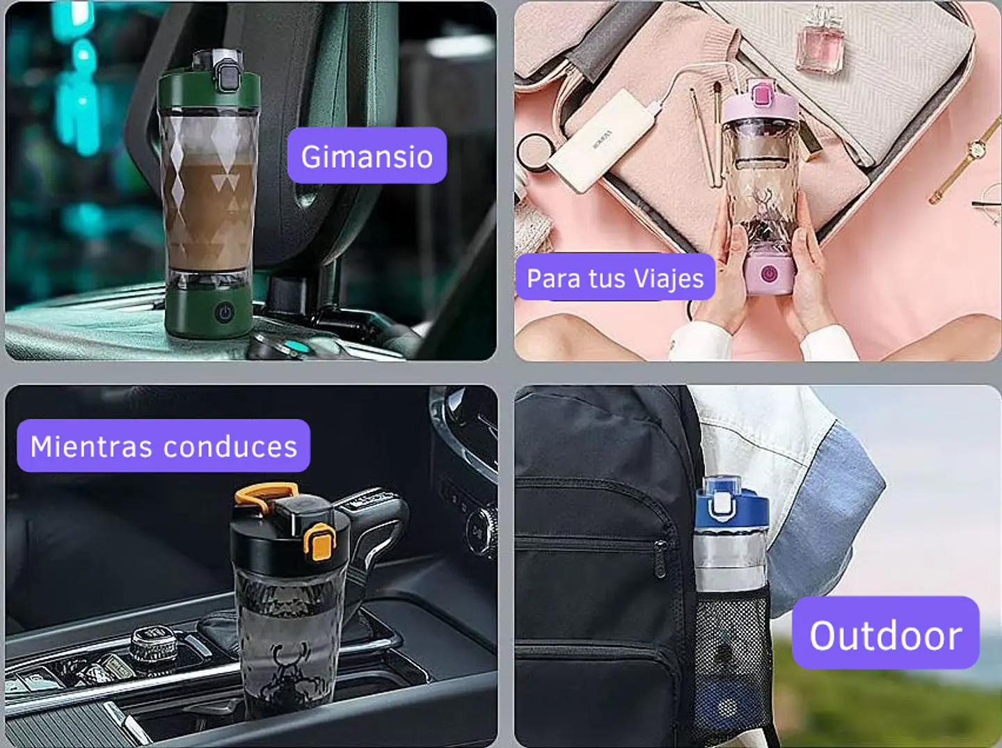 Shaker Eléctrico Proteína 650ml Recargable USB Gimnasio 8