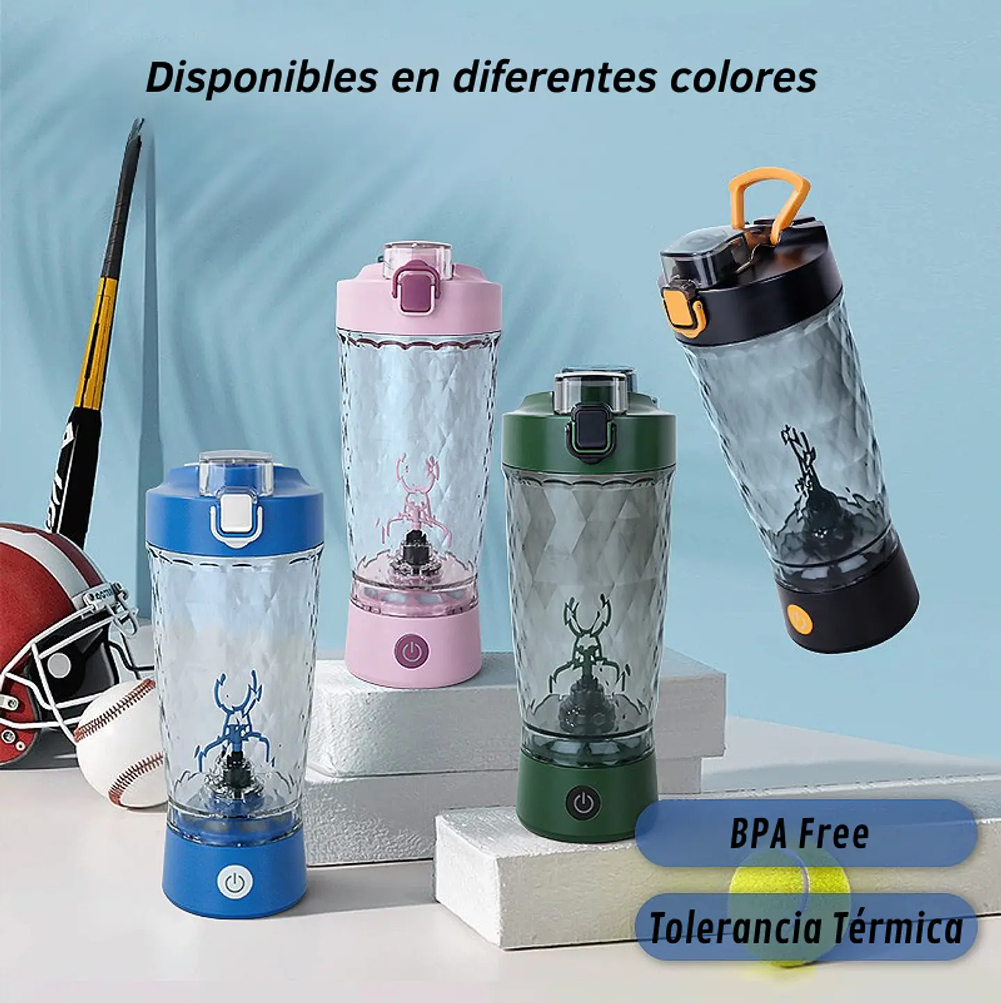 Shaker Eléctrico Proteína 650ml Recargable USB Gimnasio 10