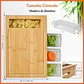 Tabla Cortar Bambú con 4 Contenedores Extraíbles y con tapa - Miniatura 5
