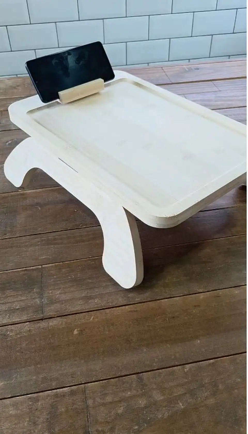 Bandeja Bambú Brazo Sofá Apoya Celular Snack Plegable 9