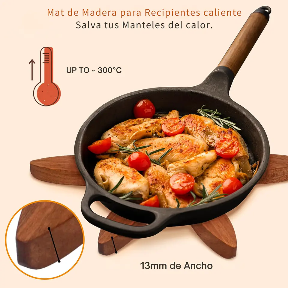 Set de Mat Madera con Soporte Árbol Posa Ollas Decorativo 2