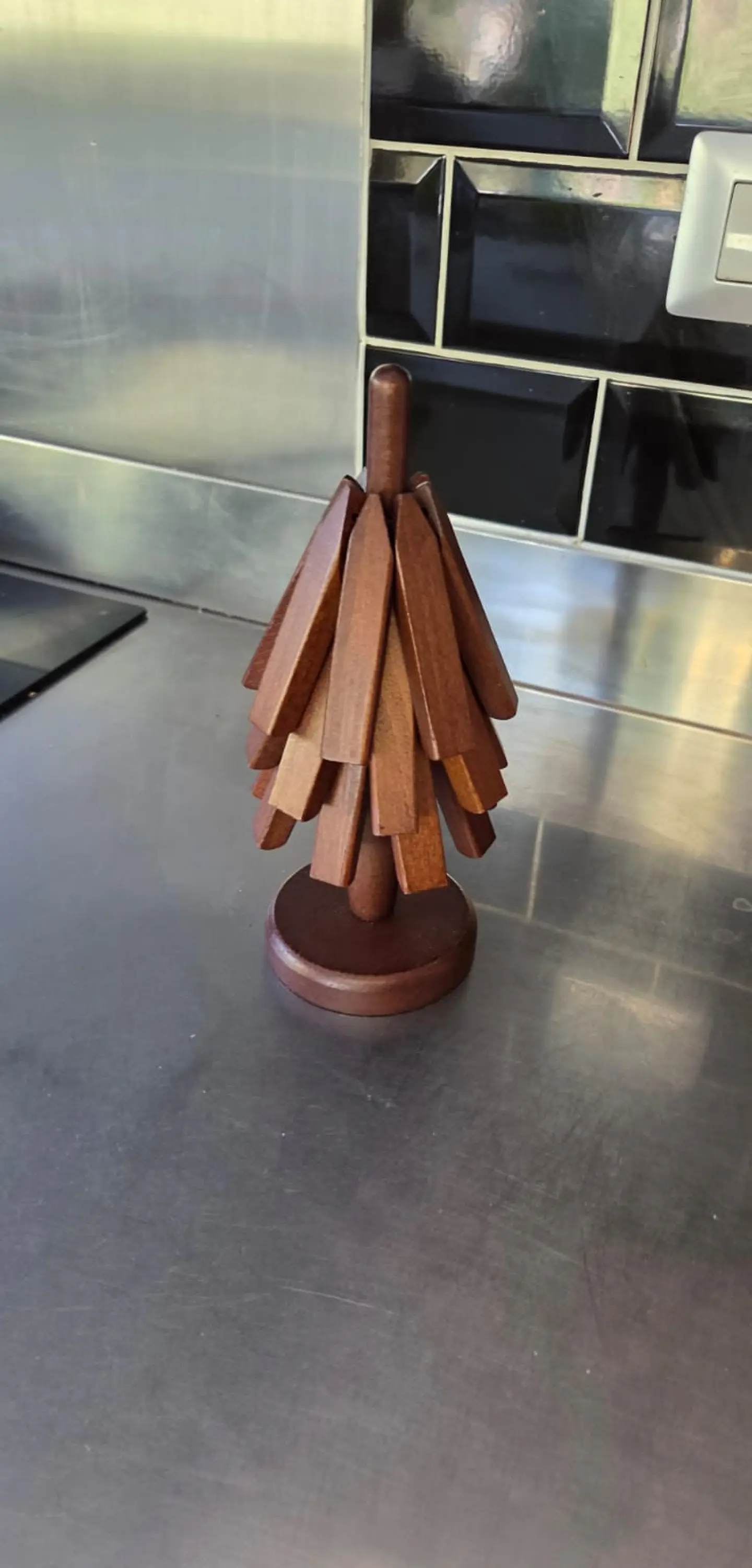 Set de Mat Madera con Soporte Árbol Posa Ollas Decorativo 7