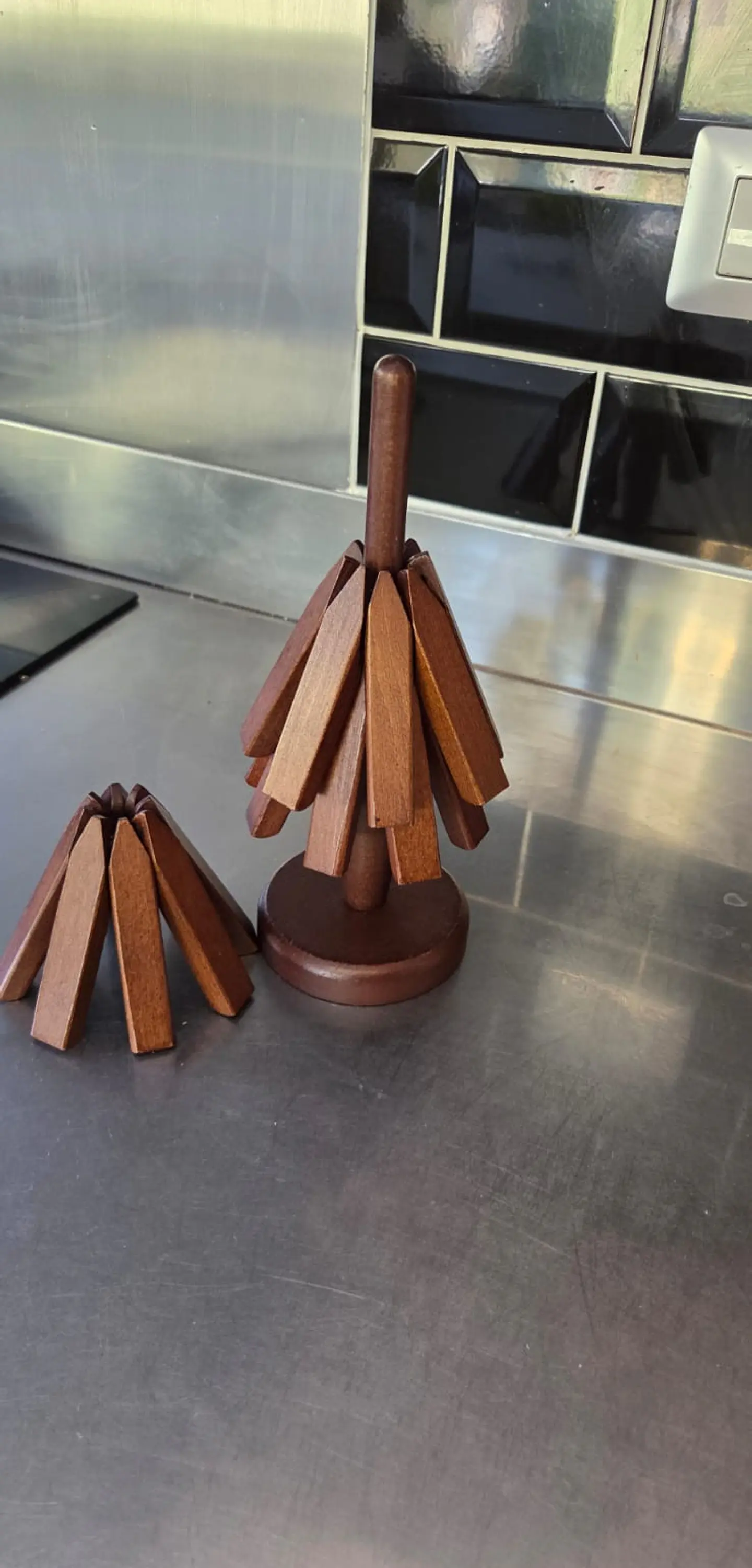 Set de Mat Madera con Soporte Árbol Posa Ollas Decorativo 8