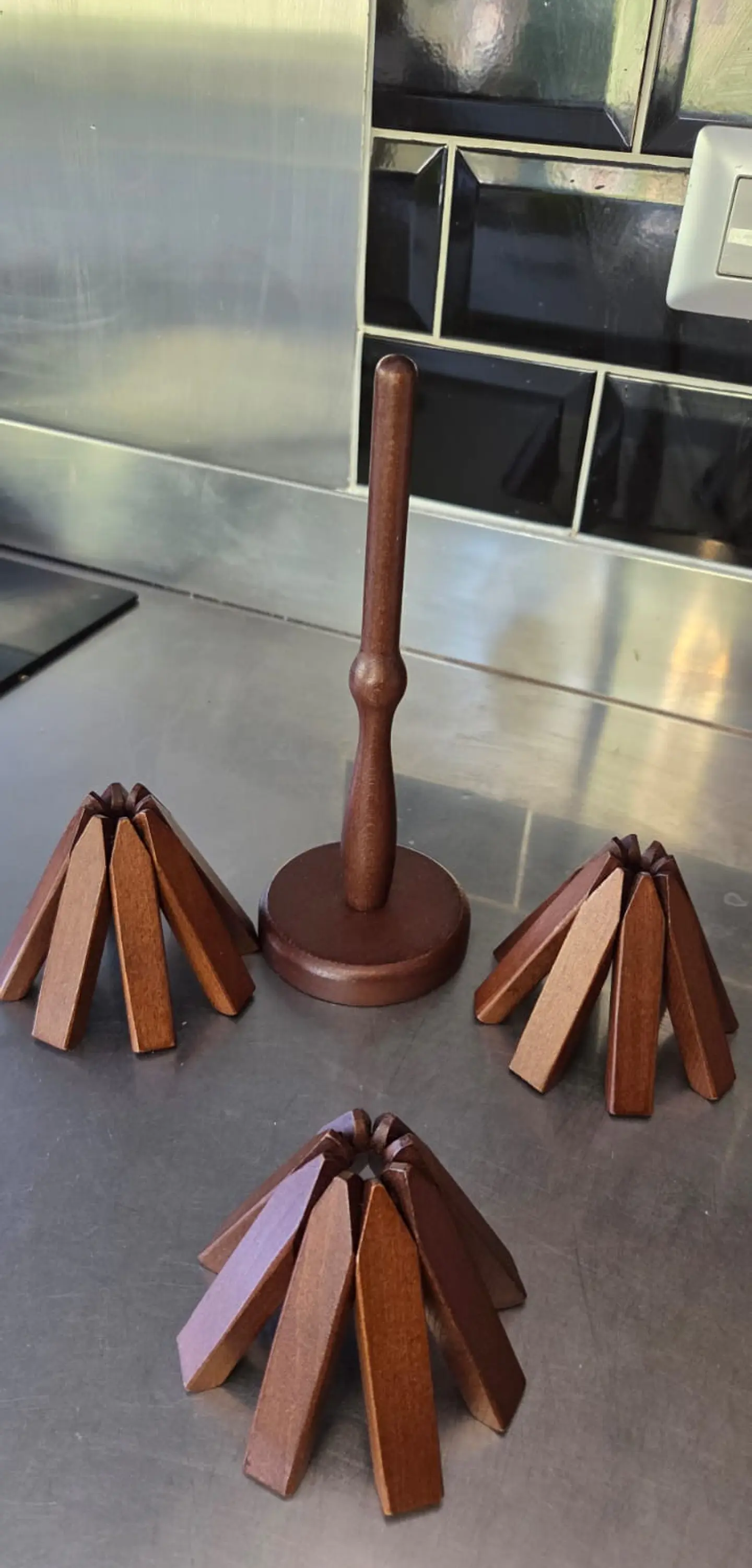 Set de Mat Madera con Soporte Árbol Posa Ollas Decorativo 10