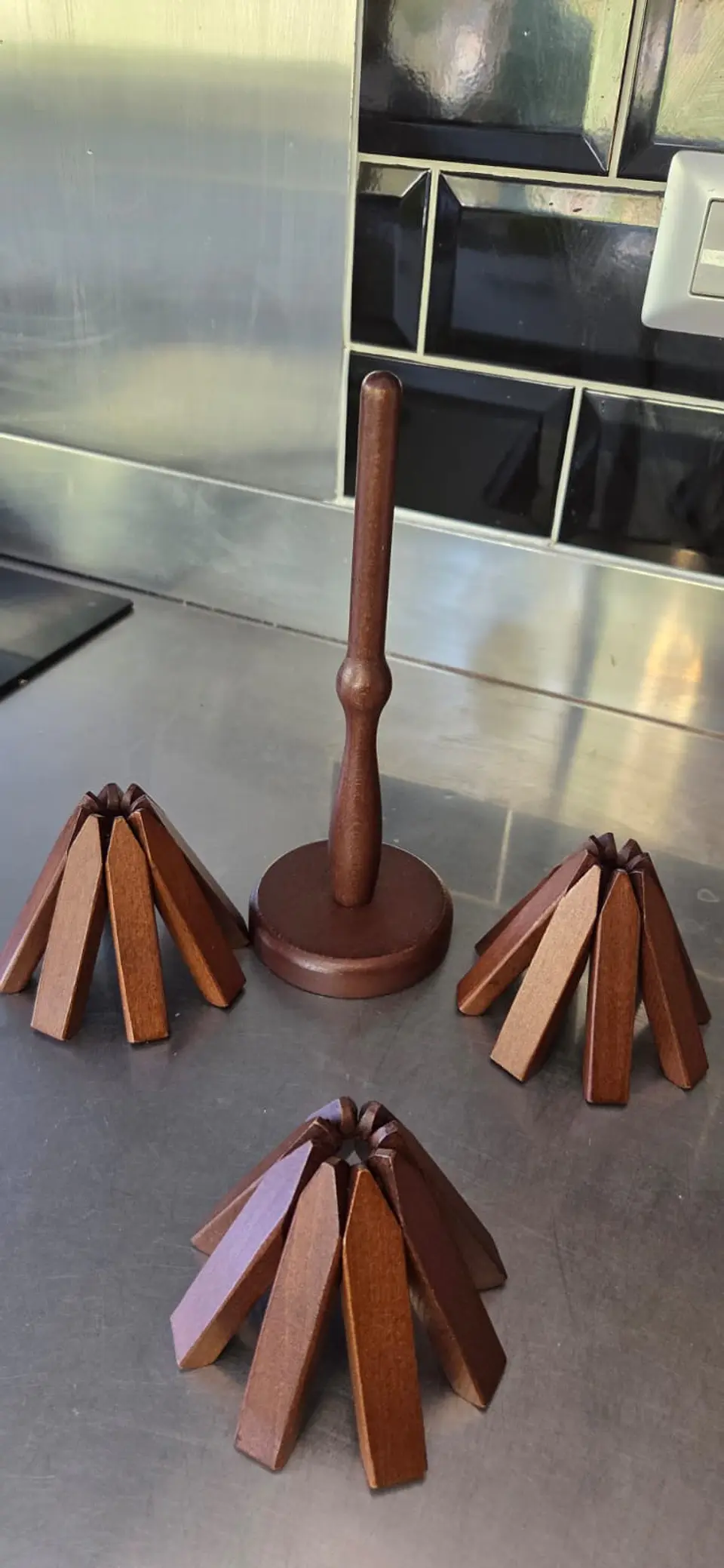 Set de Mat Madera con Soporte Árbol Posa Ollas Decorativo 10