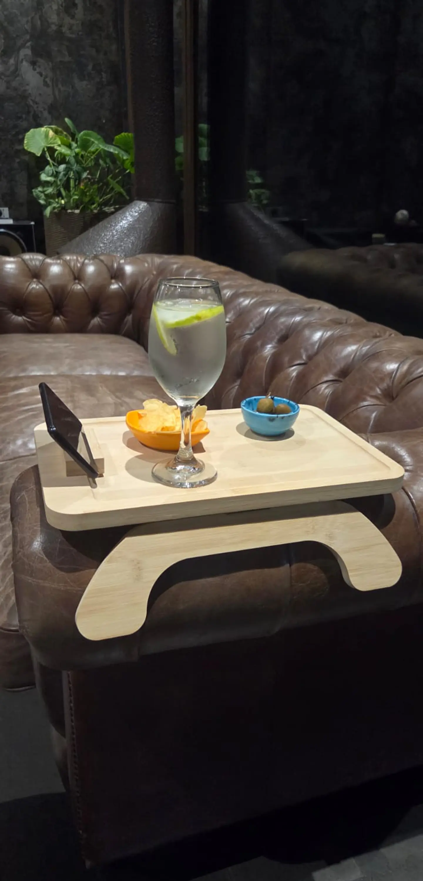 Bandeja Bambú Brazo Sofá Apoya Celular Snack Plegable 3