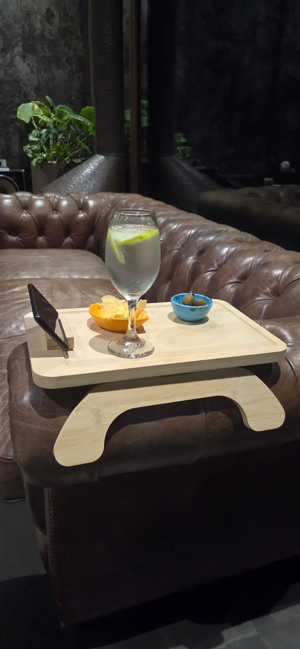 Bandeja Bambú Brazo Sofá Apoya Celular Snack Plegable 3