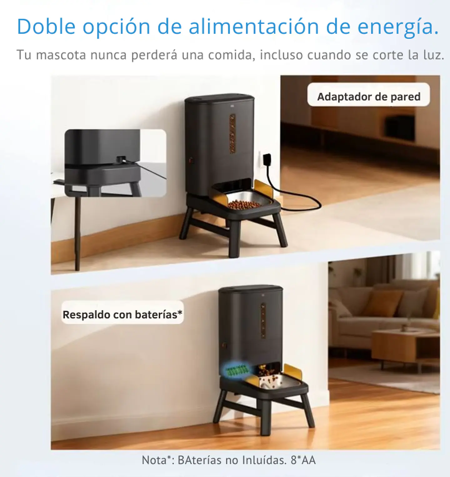 Dispensador Automático Comida Perros WiFi App 15L Programable 3