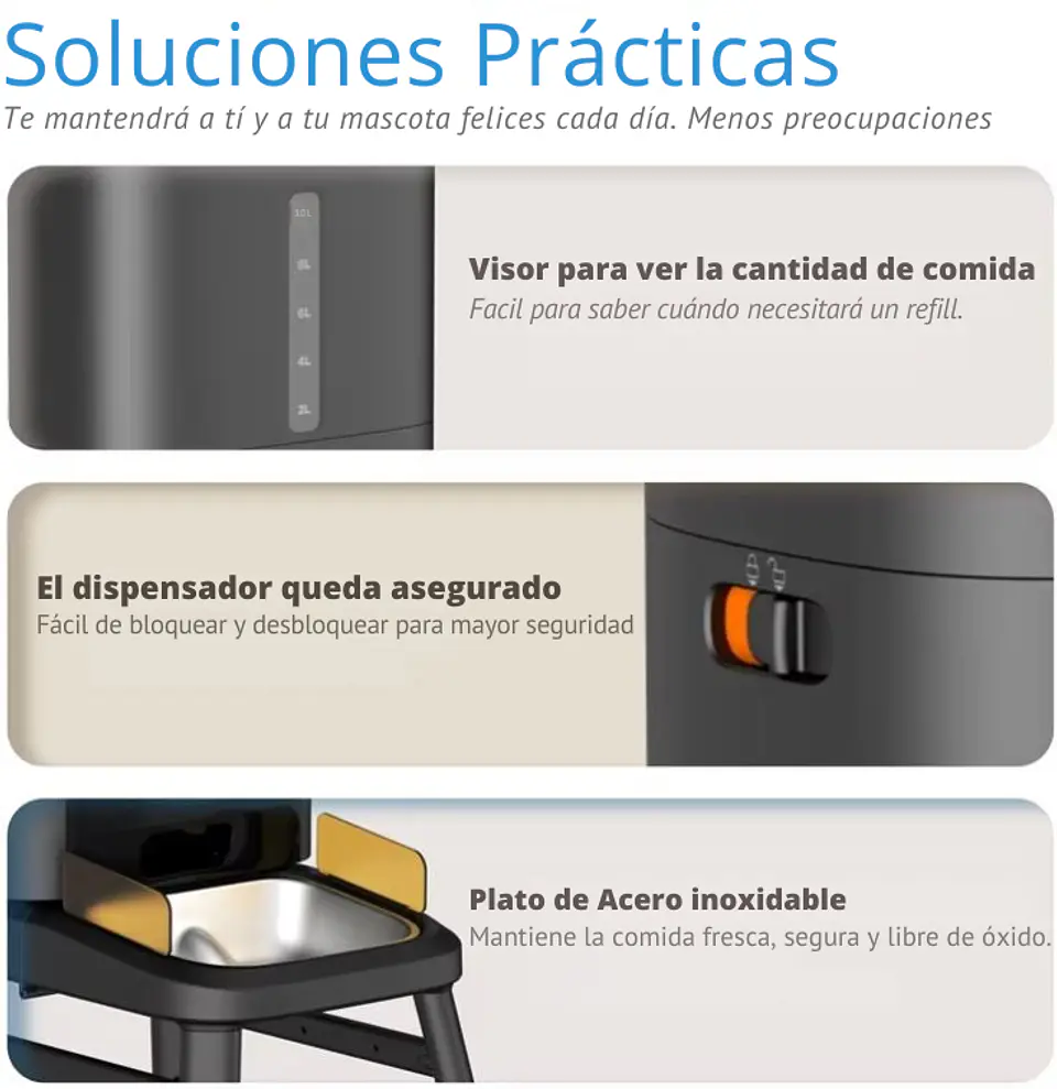 Dispensador Automático Comida Perros WiFi App 15L Programable 11