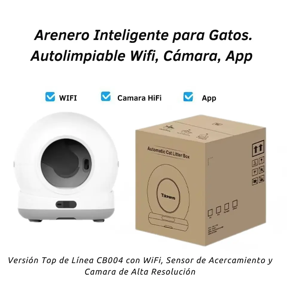 Caja Arenero Autolimpiable Gatos Wifi Cámara App Inteligente 6