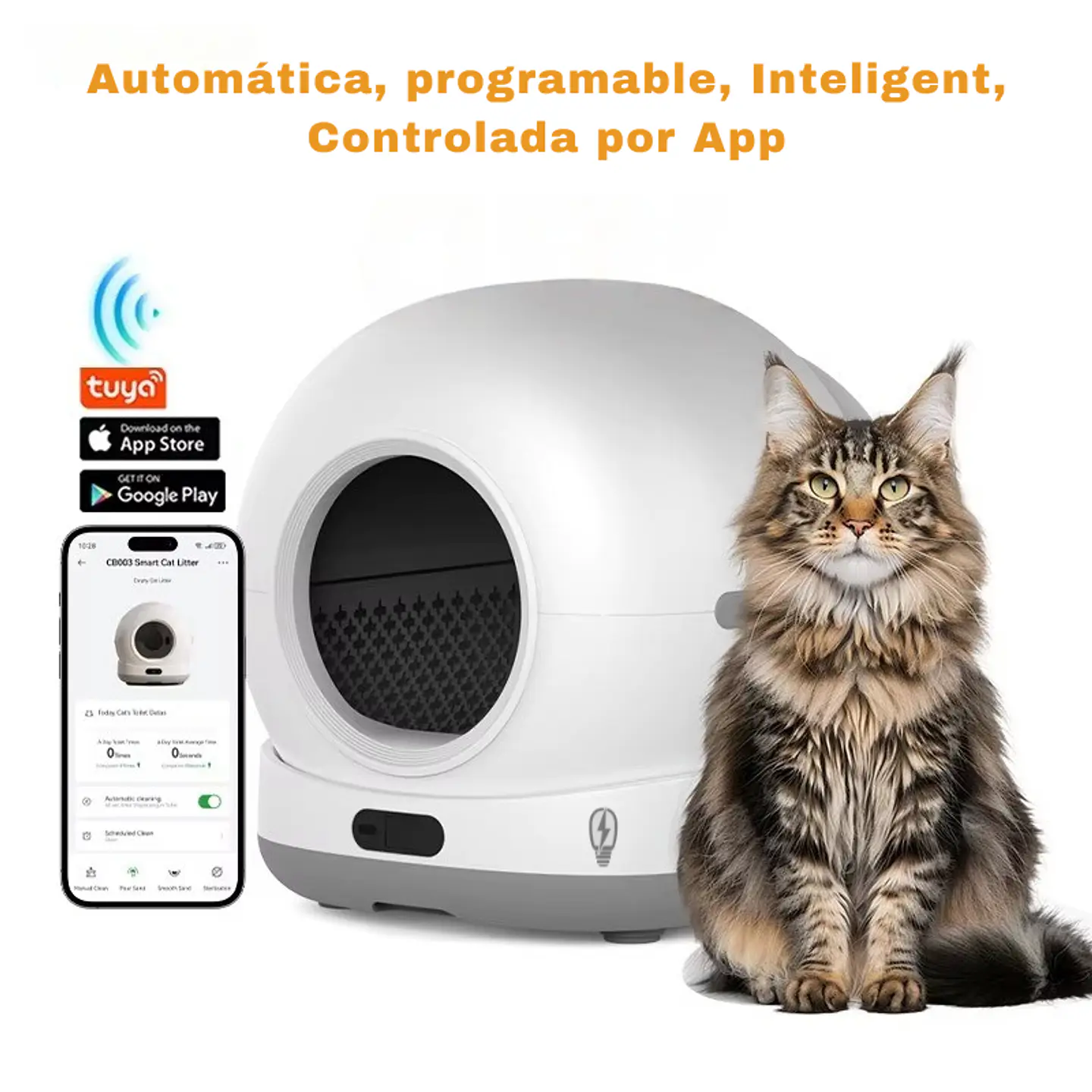 Caja Arenero Autolimpiable Gatos Wifi Cámara App Inteligente 4