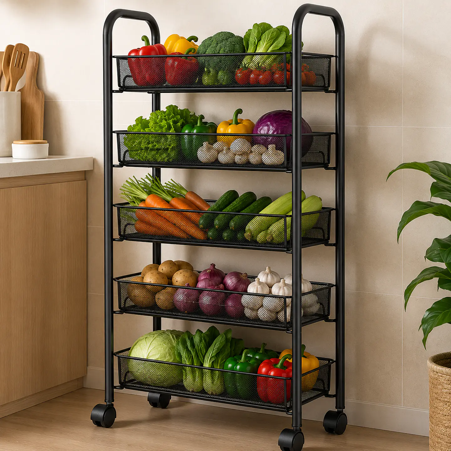 Organizador de Cocina Multifuncional con Ruedas 5 Niveles 4