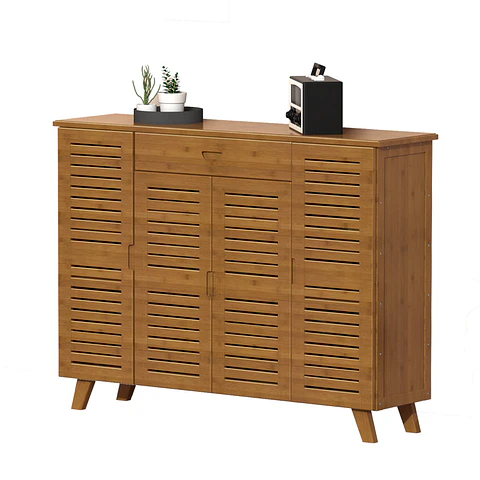 Zapatero Organizador de Bambu Moderno 4 puertas 1 cajón