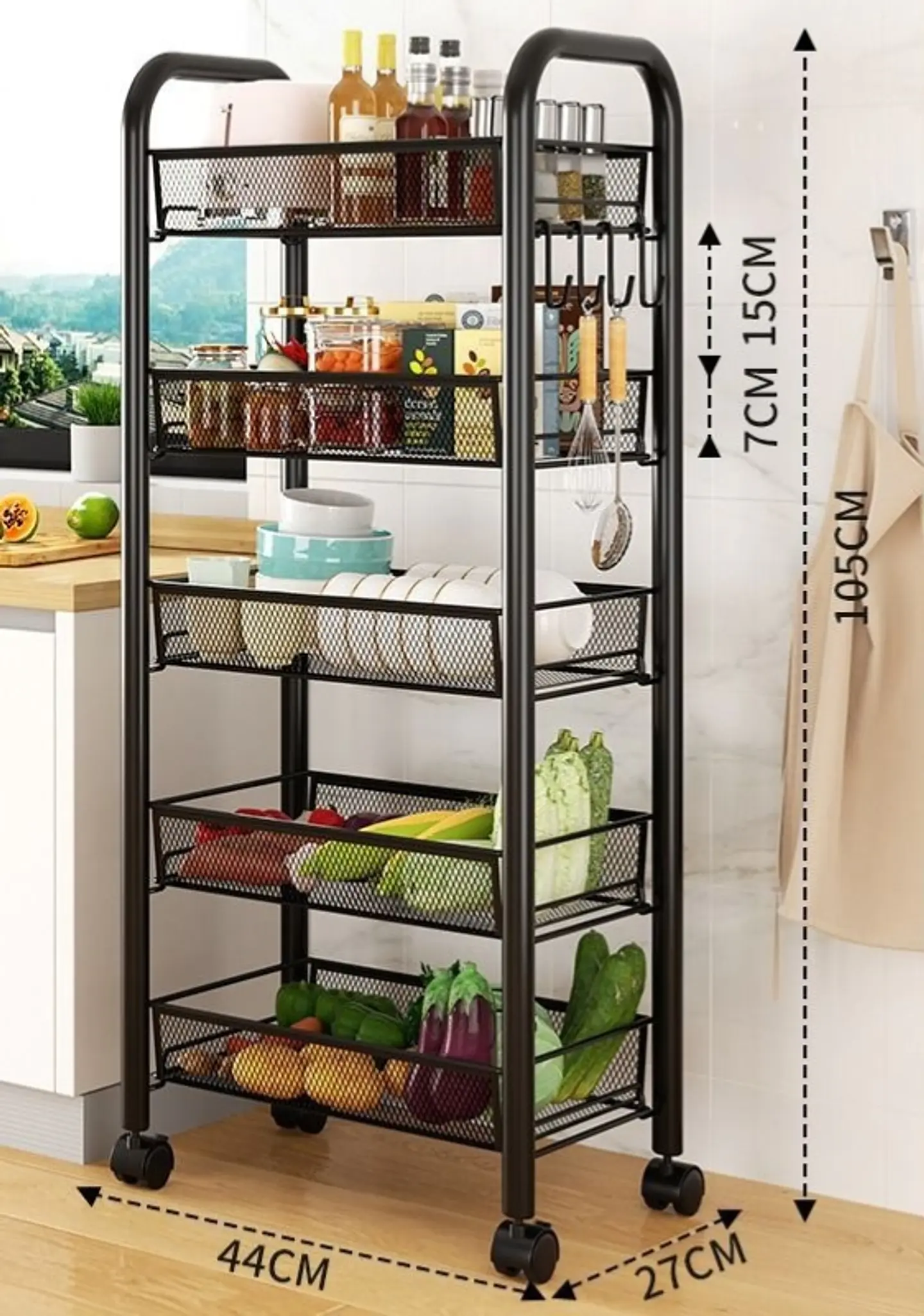 Organizador de Cocina Multifuncional con Ruedas 5 Niveles 5