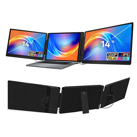 Monitor Doble Portatil Plegable 14" FHD Notebook USB-C HDMI