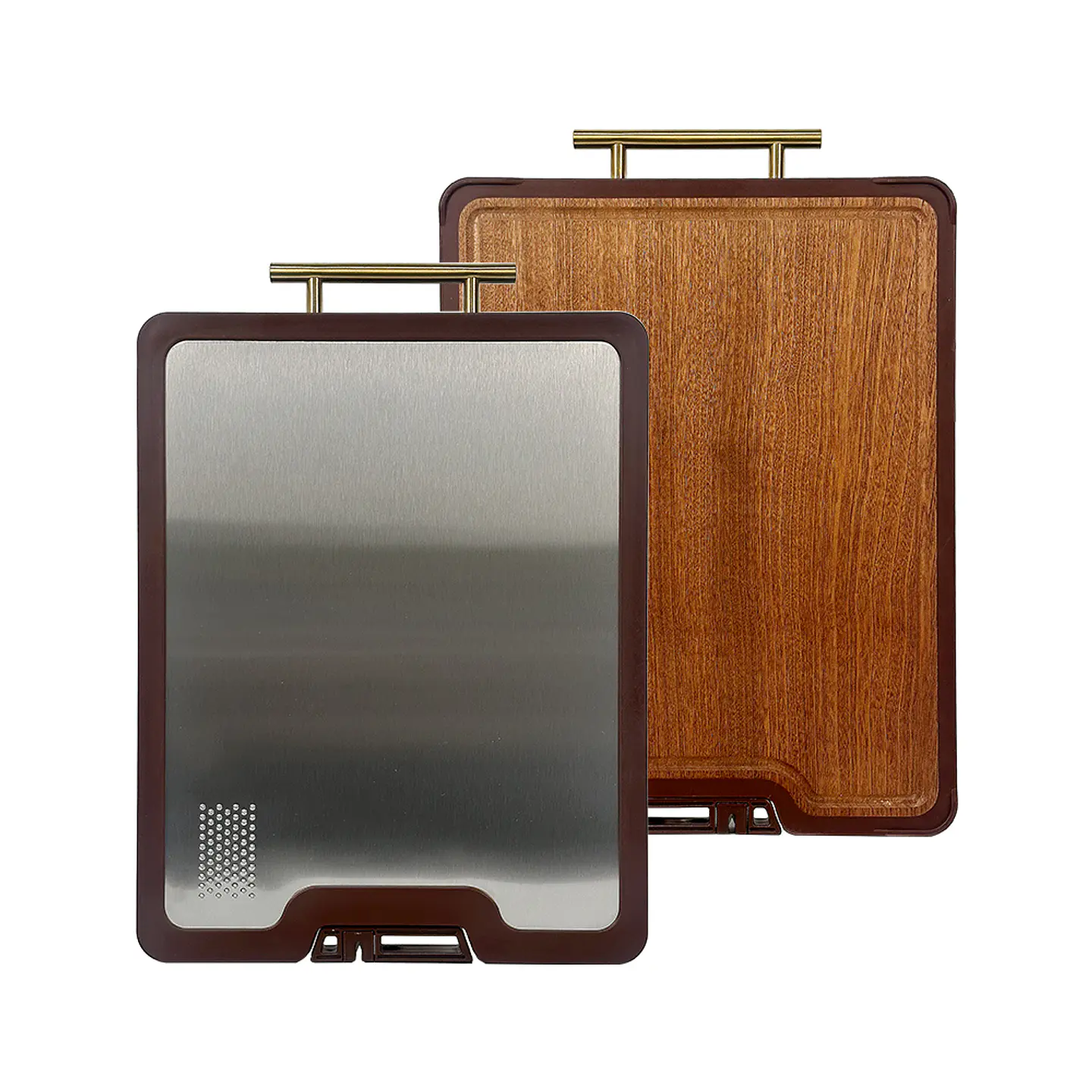 Tabla Cocina Picar Doble Madera Acero Inoxidable Afilador 9