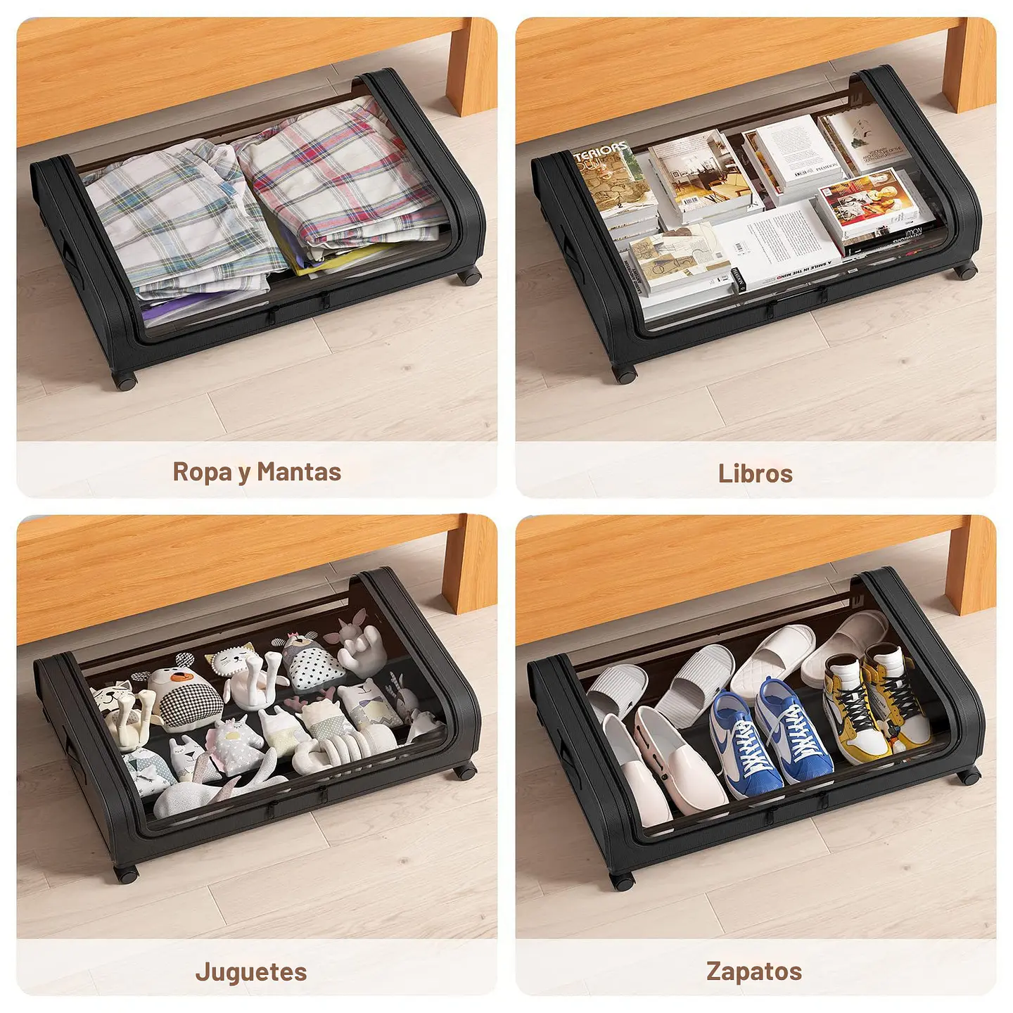 Caja Organizadora Bajo Cama Tapa Antipolvo Ropa Mantas 2