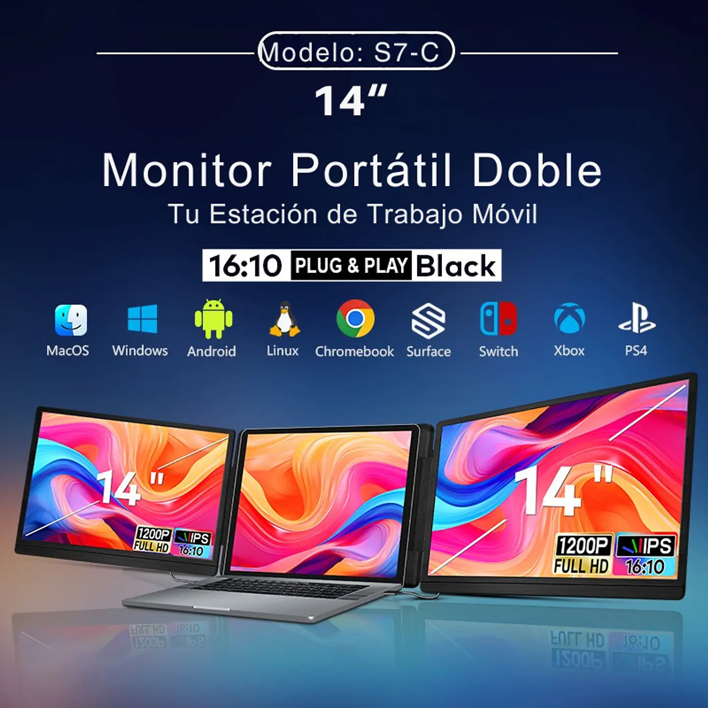 Monitor Doble Portatil Plegable 14